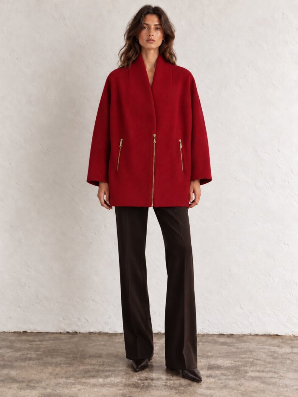 Vintage Mallia Red Wool Cashmere Coat | Oversized Jacket